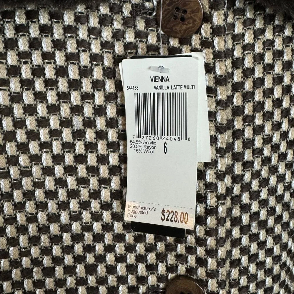 Grace Dane Lewis Vienna Wool Blend Faux Fur Trim Coat Size 6 Vanilla Latte Multi - Picture 5 of 11